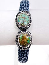 Load image into Gallery viewer, STINGRAY LEATHER CUFF NATURAL GEMSTONE BRACELET
