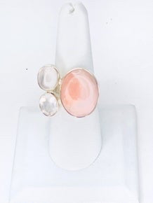 PINK NATURAL MULTI STONE RING 925 SILVER