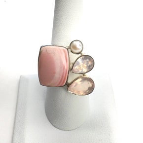925. Sterling Silver Pink adjustable ring