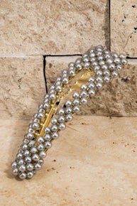 Pearl bead with metal accent snap hair clip