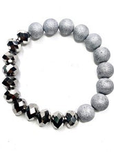 Load image into Gallery viewer, METALLIC LOOK CRYSTAL &amp; STONE STRETCH BRACELET
