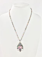 Load image into Gallery viewer, NATURAL STONE BEADED NECKLACE &amp; TITANIUM PINK DRUZY ,MULTI STONE PENDANT
