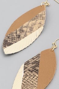 Textured Leather Leaf Drop Earrings