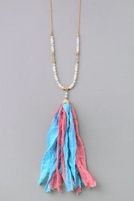 Fabric Tassel Pendant Necklace