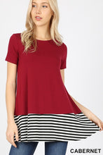 Load image into Gallery viewer, Zenana STRIPED &amp; SOLID CONTRAST SHORT SLEEVE TOP
