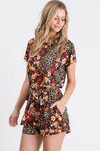 Load image into Gallery viewer, Heimish FLORAL LEOPARD ROMPER WITH KEY HOLE
