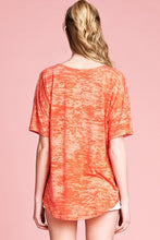 Load image into Gallery viewer, ODDI Two-Tone Burnout Top with a Twist Front Hem
