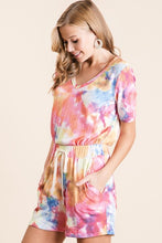 Load image into Gallery viewer, TIE DYE PRINT THERMAL WAFFLE TOP AND BOTTOM SET
