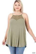 Load image into Gallery viewer, ZENANA LUXE RAYON LACE-PANELED SLEEVELESS HALTER TOP
