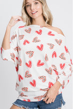 Load image into Gallery viewer, HEIMISH HEART PRINT TOP WITH ONE SHOULDER
