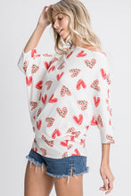 Load image into Gallery viewer, HEIMISH HEART PRINT TOP WITH ONE SHOULDER

