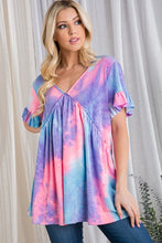 Load image into Gallery viewer, RUFFLED TIE DYE BABYDOLL TOP
