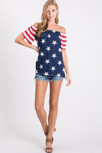 Load image into Gallery viewer, HEIMISH OFF SHOULDER STAR AND STRIPE TOP
