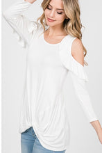 Load image into Gallery viewer, HEIMISH RUFFLED COLD SHOULDER SOLID TOP (MEDIUM ONLY)
