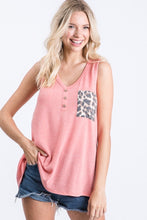Load image into Gallery viewer, HEIMISH SOLID TOP WITH ANIMAL PRINT POCKET AND BUTTON
