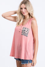Load image into Gallery viewer, HEIMISH SOLID TOP WITH ANIMAL PRINT POCKET AND BUTTON
