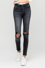 Load image into Gallery viewer, VERVET HIGH RISE DISTRESSED BUTTON FLY ANKLE SKINNY
