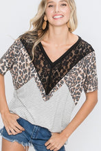Load image into Gallery viewer, HEIMISH ANIMAL AND STRIPE TOP WITH LACE
