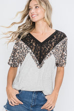 Load image into Gallery viewer, HEIMISH ANIMAL AND STRIPE TOP WITH LACE
