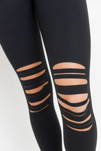 Load image into Gallery viewer, MONA B High Waisted Shredded Knee Laser-Cut Leggings
