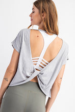 Load image into Gallery viewer, Short Sleeve Open Back Crop Yoga Top
