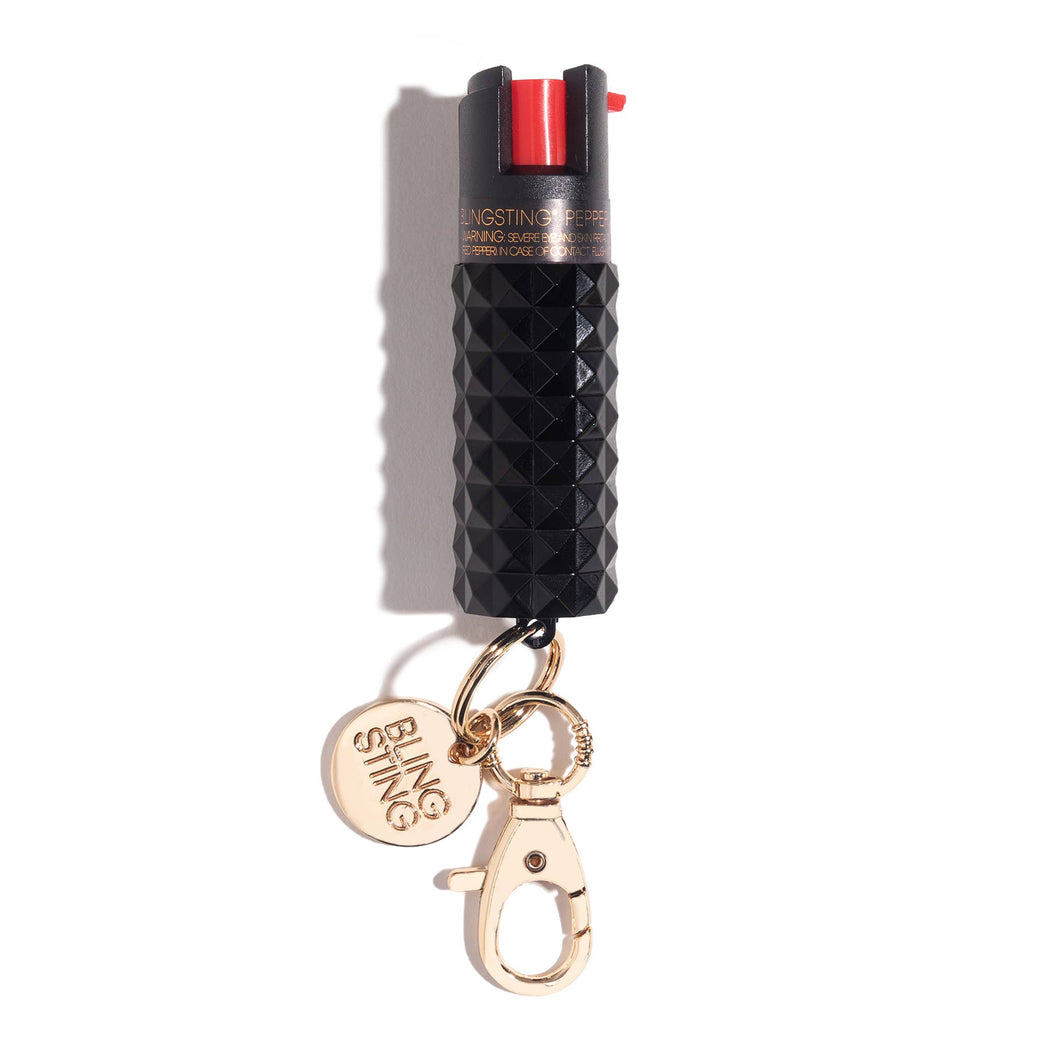 Black Metallic Studded Pepper Spray