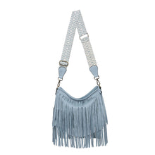 Load image into Gallery viewer, Suede Fringe Crossbody w/ Guitar Strap
