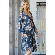 Load image into Gallery viewer, Floral V-Neck Wrap Front Dress
