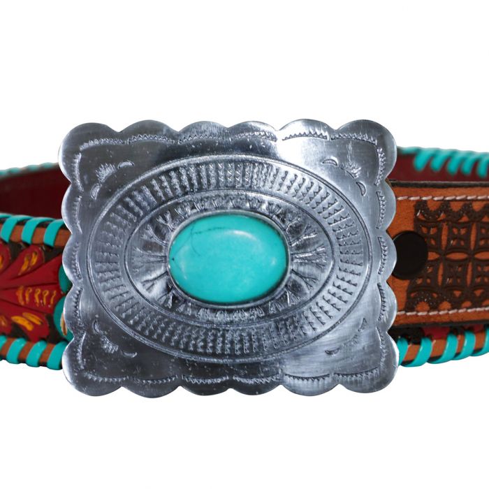 TROPICAL FOREST LEATHER BELT