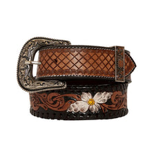 Load image into Gallery viewer, CHECKERED BROWN LEATHER BELT
