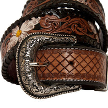 Load image into Gallery viewer, CHECKERED BROWN LEATHER BELT
